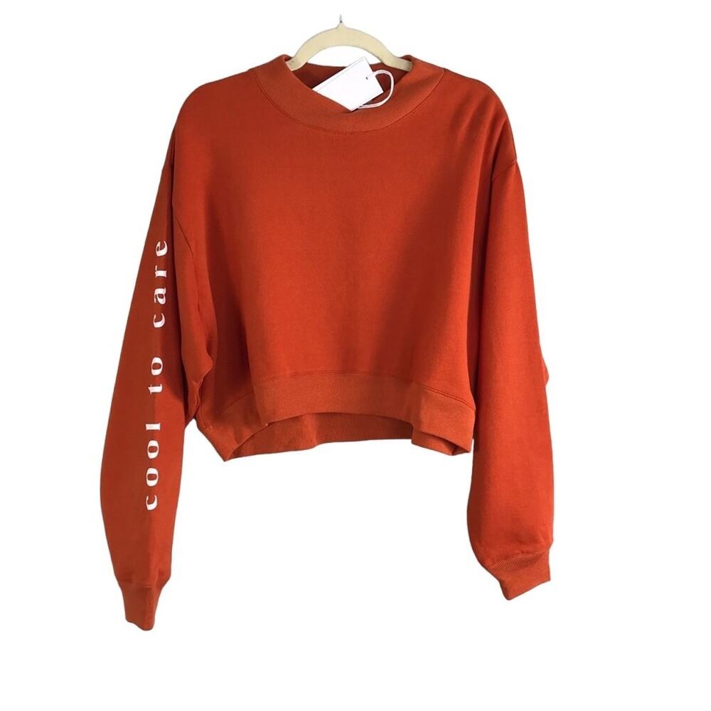 BOYISH Crop Pullover S  Graphic "Cool To Care" Gender Neutral Gorpcore Boho NWT